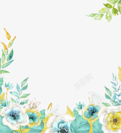 手绘水彩卡通花朵素材