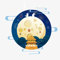 中秋节月亮插画素材