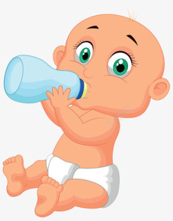 卡通包尿片小婴儿在喝奶素材