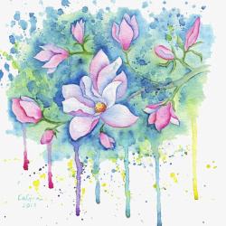 彩色水彩花卉插画艺术素材