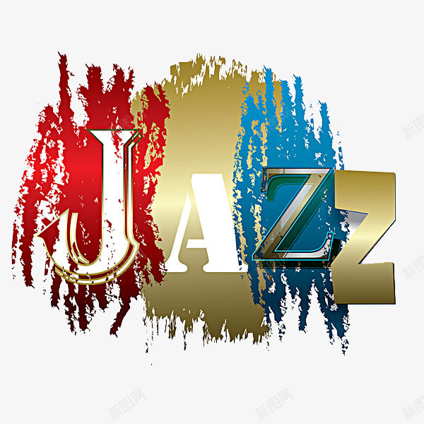 jazz艺术字png免抠素材_88icon https://88icon.com 字体 彩色 素材 金属色