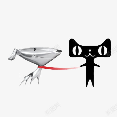 天猫京东狗png免抠素材_88icon https://88icon.com 京东天猫合体 纯色黑色天猫 金属质感京东狗 黑色天猫素材