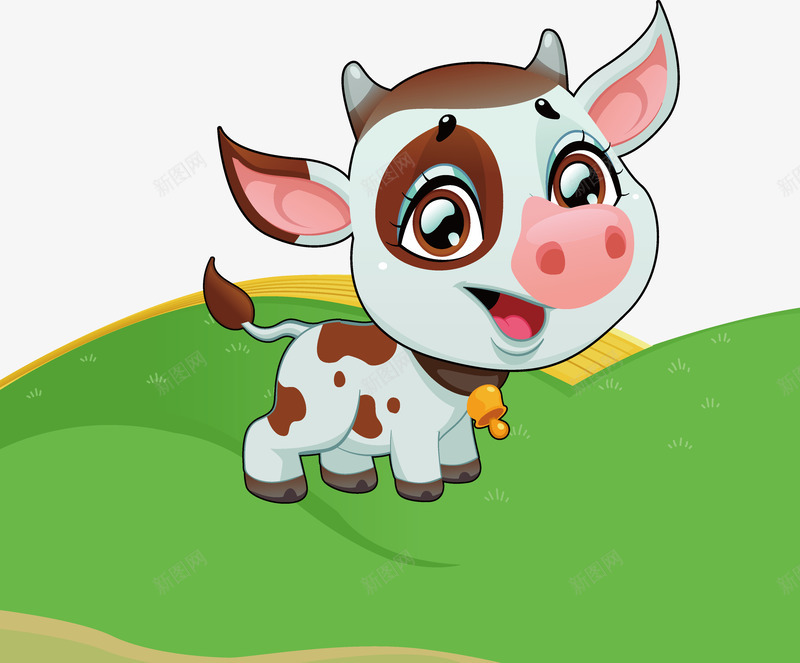 手绘卡通小动物花牛草地矢量图ai免抠素材_88icon https://88icon.com 个性 动物 卡通 卡通小动物 唯美 手绘 插画 搭配 清新 绘画 艺术 花牛草地 草地 萌系 装饰 设计 矢量图
