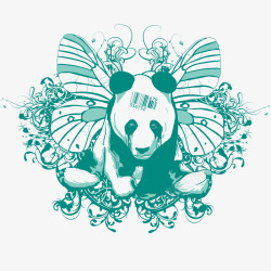 熊猫纹身图案矢量图素材