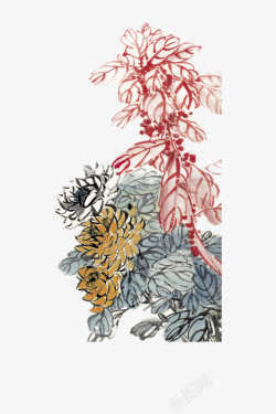 水墨菊花素材