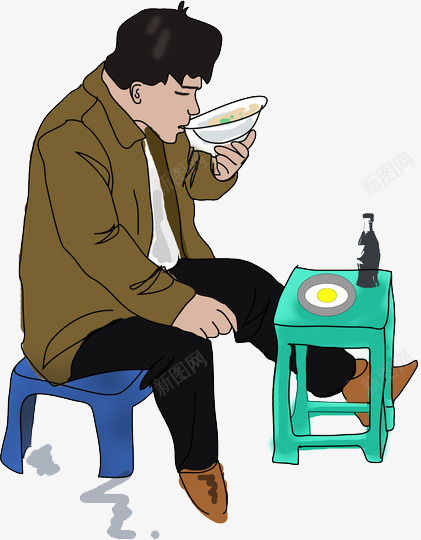 吃饭psd免抠素材_88icon https://88icon.com 喝酒 漫画 男人