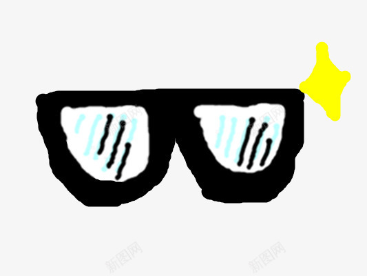 黑框卡通眼睛png免抠素材_88icon https://88icon.com 一副眼镜 漫画类眼镜 眼睛类装饰元素