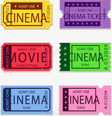 电影多彩复古电影票图标图标