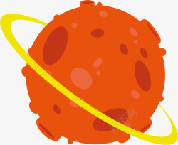 橙色卡通陨洞星球素材