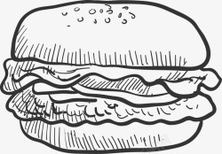 手绘汉堡包线稿素材