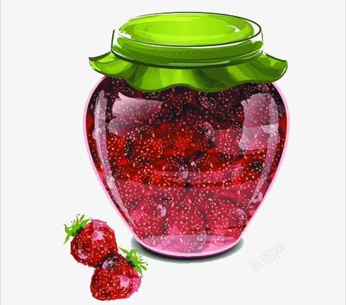 草莓果酱玻璃瓶png免抠素材_88icon https://88icon.com 玻璃罐子 草莓果酱罐子