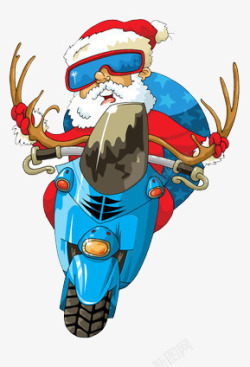 卡通圣诞老人骑车素材