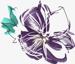 手绘紫色花卉个性素材