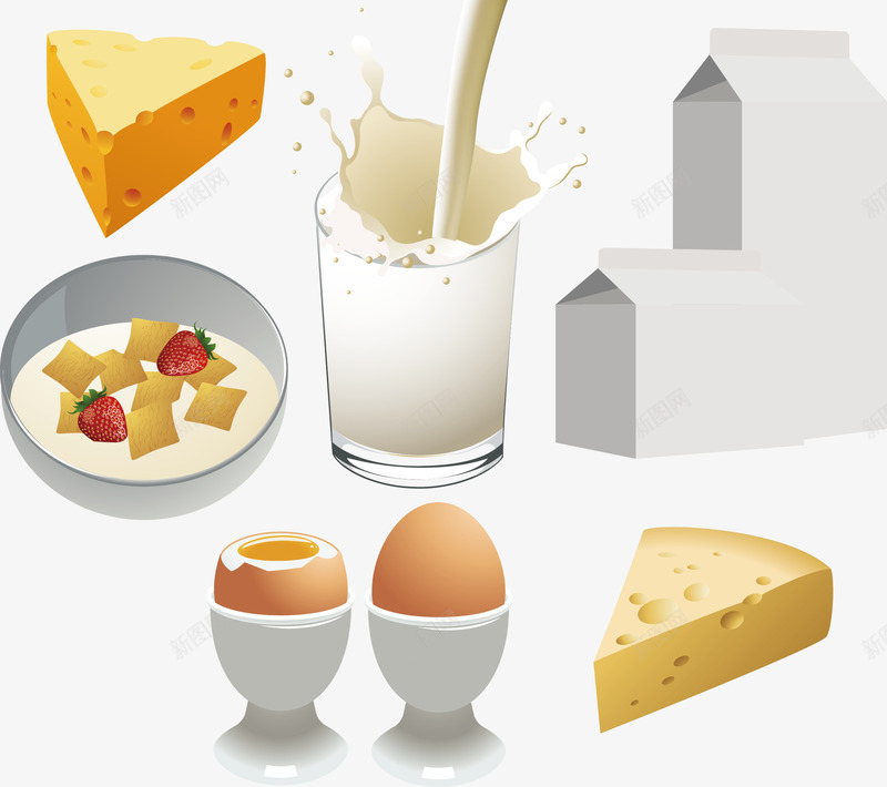 牛奶和面包png免抠素材_88icon https://88icon.com 早餐 糕点 营养 营养师 鸡蛋