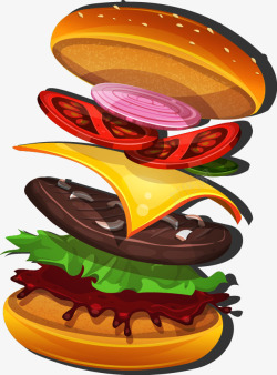 巨无霸汉堡卡通食物巨无霸面包高清图片