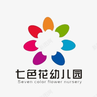 矢量和风花朵七色花logo图标图标