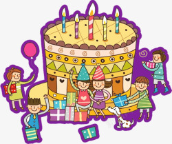 卡通小人生日蛋糕素材