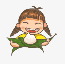 女孩吃粽子卡通图素材
