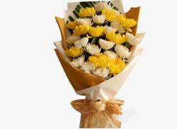 黄色菊花搭配白色菊花花束素材