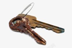 金属元素生锈的铁钥匙实物素材