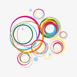 线绘多彩圆环艺术创意图案矢量图素材