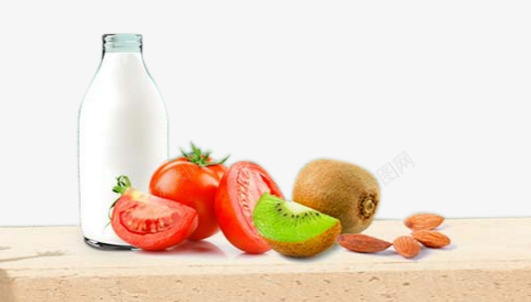 创意木板上的牛奶水果png免抠素材_88icon https://88icon.com 创意木板上的牛奶水果 猕猴桃 番茄 西红柿