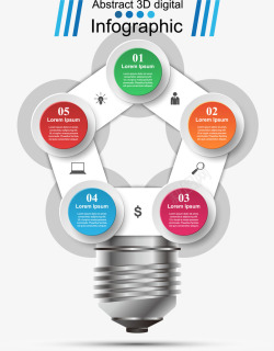五边形灯泡信息图表素材