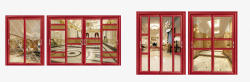 红木玻璃门窗素材