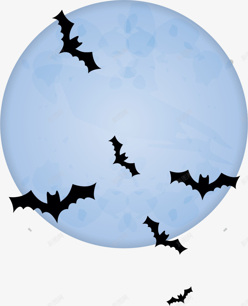蝙蝠与蓝月亮png免抠素材_88icon https://88icon.com 万圣节 蓝月亮 蝙蝠