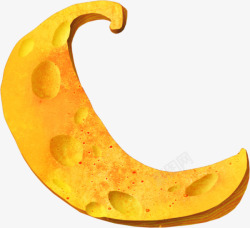 黄色香蕉月亮型芝士奶酪素材
