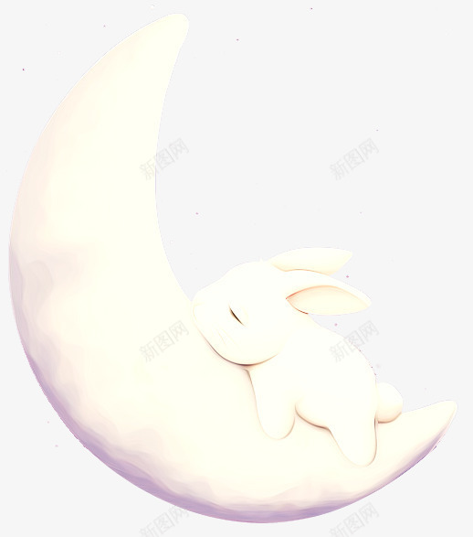 月亮上的玉兔png免抠素材_88icon https://88icon.com 可爱 手绘 月亮 玉兔