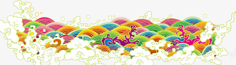 彩色卡通云纹波浪png免抠素材_88icon https://88icon.com 卡通 彩色 波浪