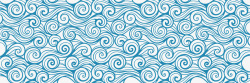 蓝色花纹线条波浪边元素素材