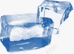 蓝色透明立体冰块素材