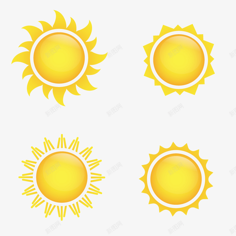 太阳合集矢量图ai免抠素材_88icon https://88icon.com 免扣png 免扣png素材 免费png 免费png素材 卡通 发光 立体 金色 矢量图