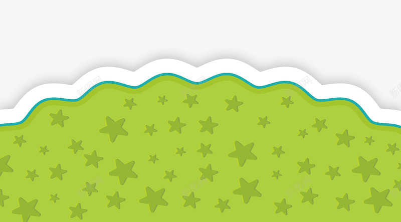 绿色装饰图案png免抠素材_88icon https://88icon.com 卡通风格 波浪边 绿色 绿色星星 装饰图案