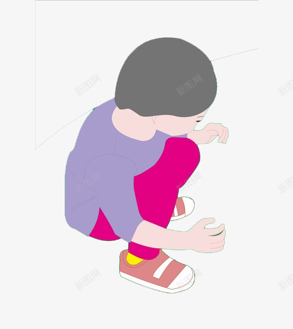 可爱的蹲着的女孩png免抠素材_88icon https://88icon.com 卡通 可爱 女孩 彩色 玩耍 美丽 蹲下的女孩 蹲着 蹲着的女孩