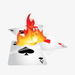 扑克牌上的火焰矢量图素材