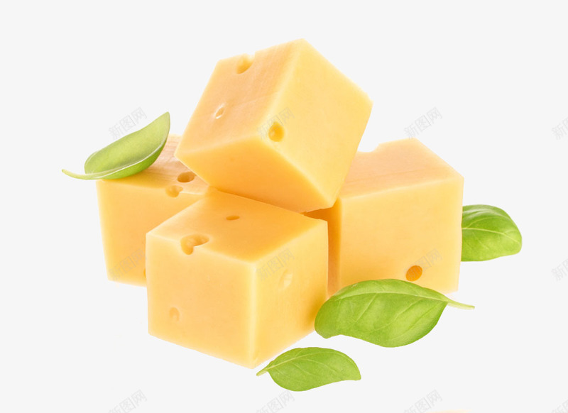 方块奶酪png免抠素材_88icon https://88icon.com 方形 绿叶 美食 黄色