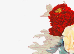 红色中国风牡丹装饰素材