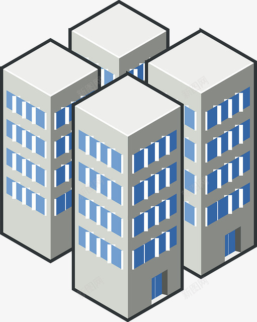 方块建筑简约手绘png免抠素材_88icon https://88icon.com 插画 楼房 现代 装饰 都市