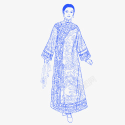 清朝女人手绘清朝妇人插画矢量图高清图片