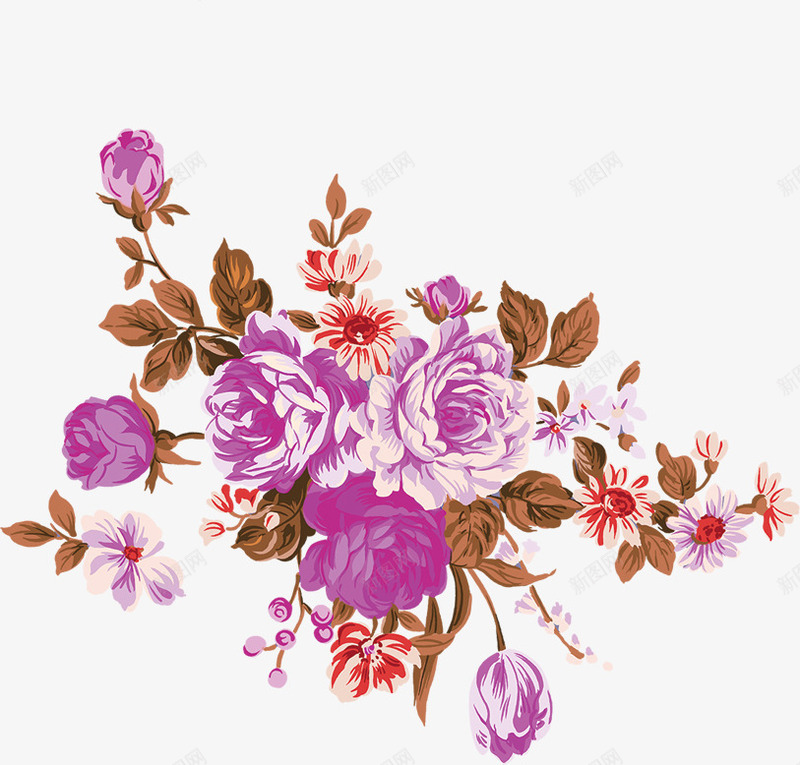 彩绘牡丹图装饰png免抠素材_88icon https://88icon.com 彩绘 牡丹 装饰