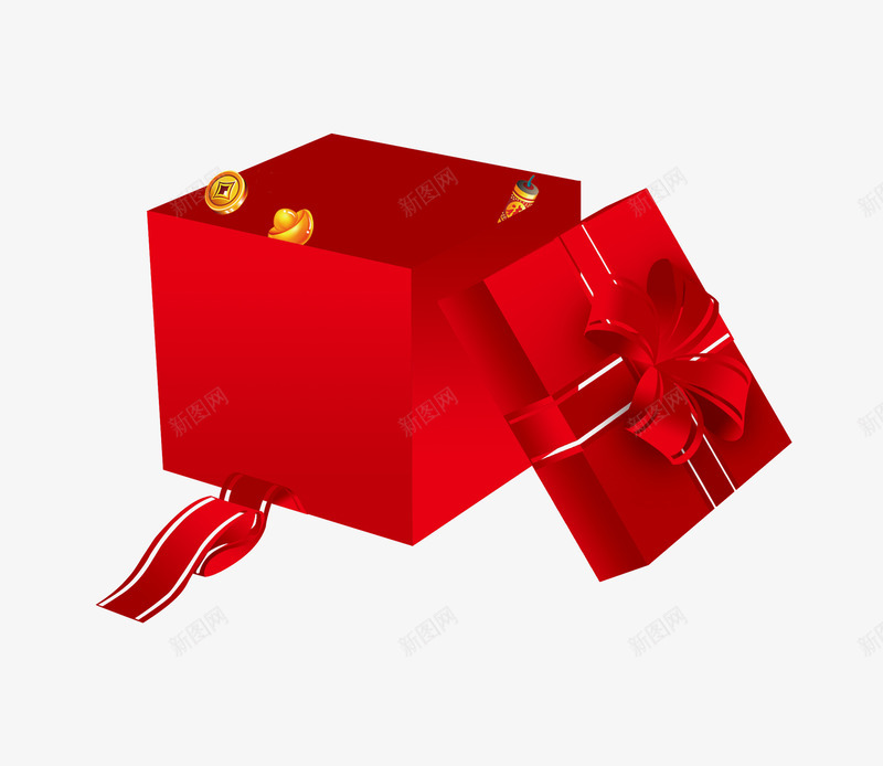 打开的红色礼物盒png免抠素材_88icon https://88icon.com 喜庆 庆祝 打开 礼物盒 红色