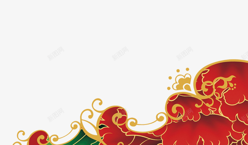 红色花纹角花png免抠素材_88icon https://88icon.com 波浪 流动花纹 红色 红色花纹 花纹 角花