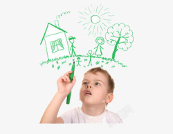手绘正在读书的小孩子正在手绘的小孩子高清图片
