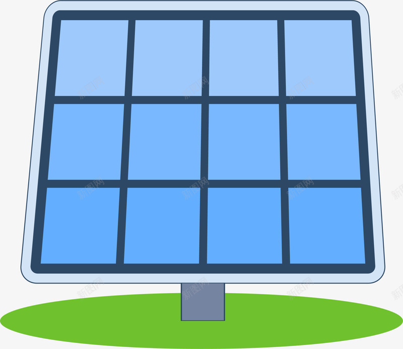 蓝色卡通太阳能板png免抠素材_88icon https://88icon.com 发电 太阳能板 环保 节能 蓝色发电器 装饰图案