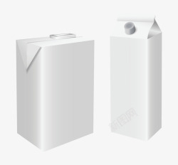 手绘白色立体牛奶盒饮料盒素材