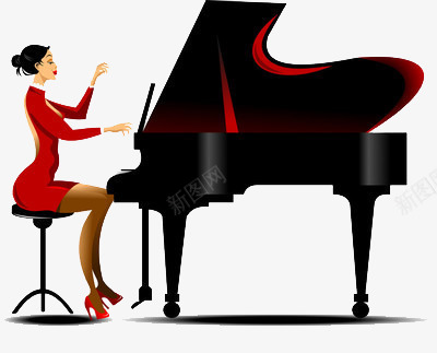 谈钢琴的女人png免抠素材_88icon https://88icon.com 红衣女 艺术 钢琴 音乐
