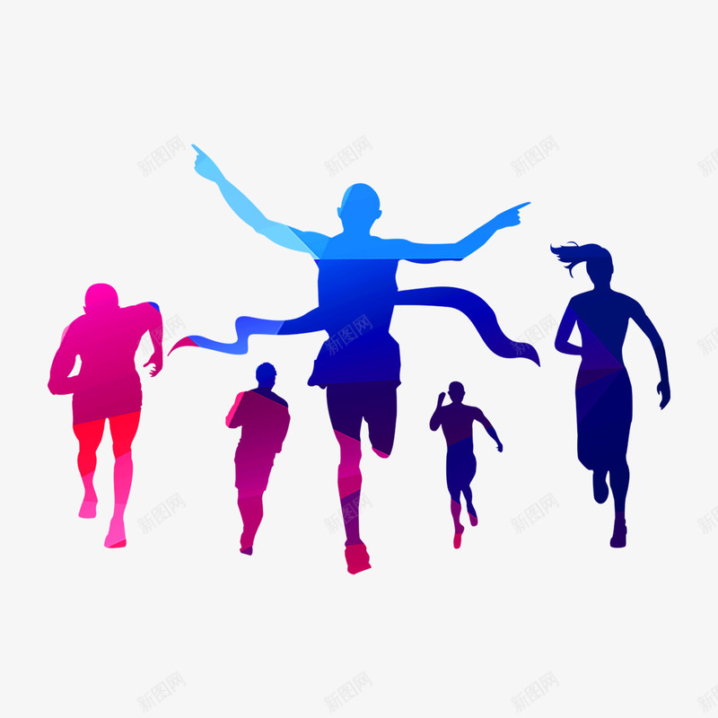 跑步比赛png免抠素材_88icon https://88icon.com 卡通 手绘 比赛 紫色 红色 蓝色 跑步 闪光